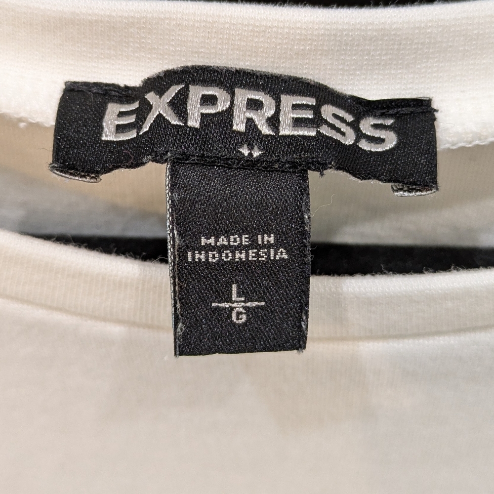 Express Cream Tie-Front Short Sleeve Top - Picture 3 of 6